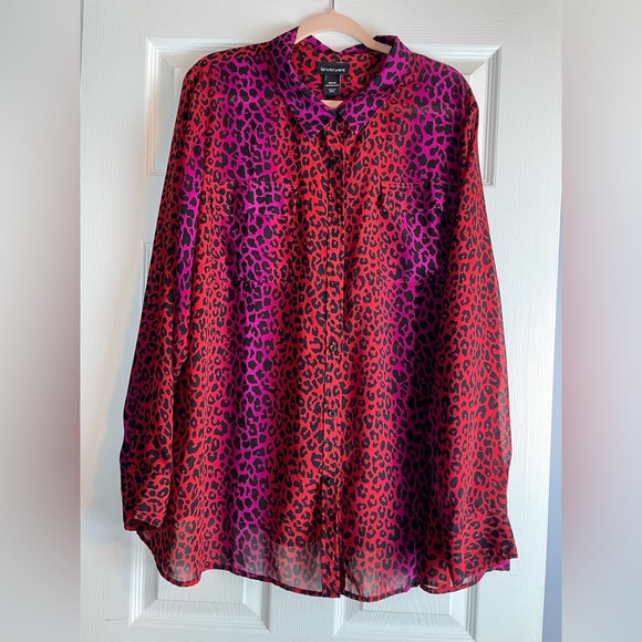 LANE BRYANT SEMI SHEER LONG SLEEVE BLOUSE - Picture 1 of 8
